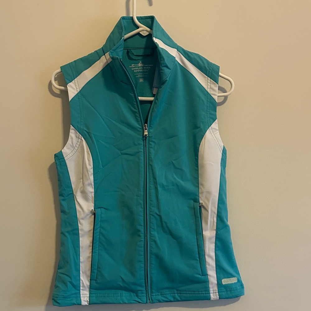 Charles River Apparel Turquoise and White Vest